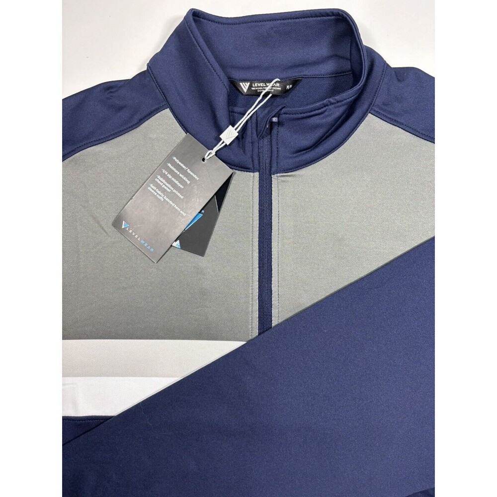 NWT | Levelwear Men’s 1/4th Zip Golf Jacket | M | Navy/Striped